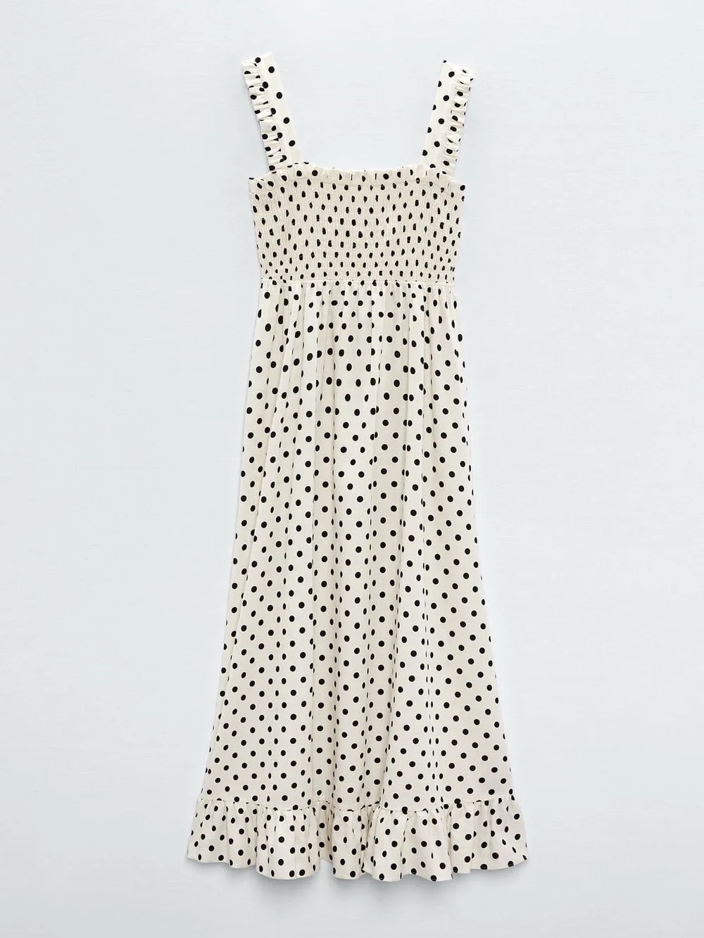 Zara Polka Dot Midi Sundress in Cream and Black zise